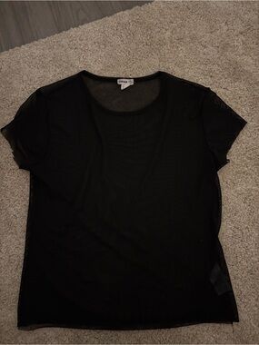 Garage Black Sheer Short-Sleeve Top